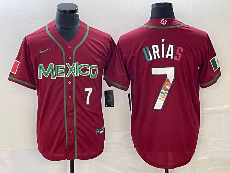 Men 2023 World Cub Mexico #7 Urias Red camo Nike MLB Jersey